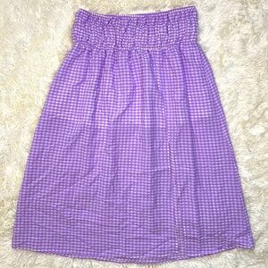Bershka Purple & White Gingham Midi Skirt